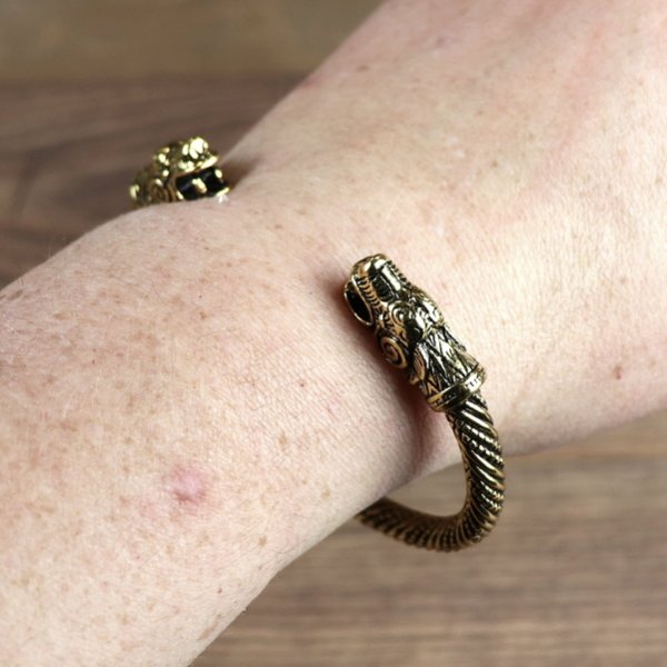 Metall Armband Drache - Farbe: Messing
